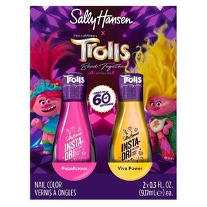 🆕 Sally Hansen x Trolls Insta-Dri Duo Nail Polish Popalicious + Viva Power